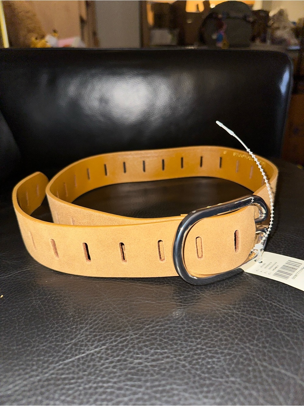 Anthropologie 100% Genuine Leather Premium Suede Adjustable Notch Belt Tan